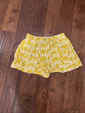 elevenses Yellow Geometric Drawstring Athletic Shorts